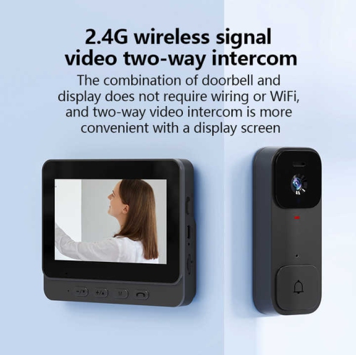 X7 Smart Video Doorbell 4.3-inch screen Cat's eye design Two-way intercom Voice anti-theft doorbell camera WiFi camera function White