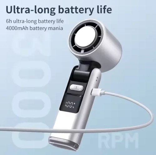 Ventilateur portatif ultraléger 1-100 réglable, 4000&nbsp;mAh rechargeable USBK801 modèle régulier gris étoilé [super haute vitesse 100 vitesses +