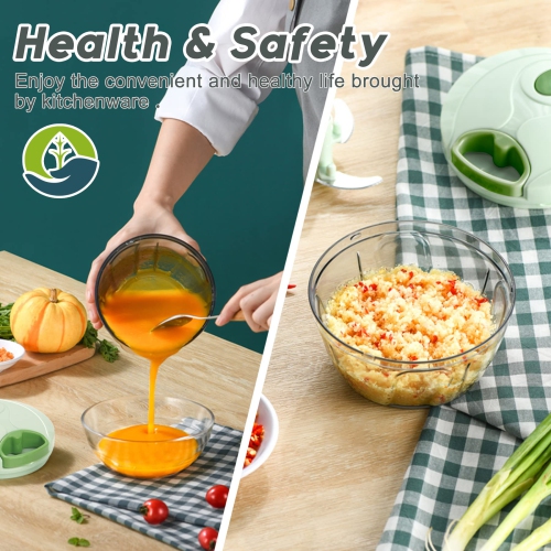 2 Pack Manual Food Chopper Manual Hand Chopper Portable Manual Vegetable Chopper Manual Food Processor（400ML+900ML）