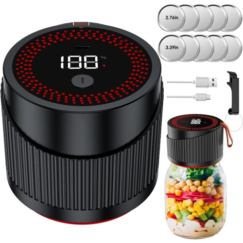 Scelleuse sous vide pour pot Mason, scelleuse sous vide pour pot Mason électrique pour pots Mason à grande ouverture et à ouverture normale,