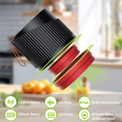 Scelleuse sous vide pour pot Mason, scelleuse sous vide pour pot Mason électrique pour pots Mason à grande ouverture et à ouverture normale,