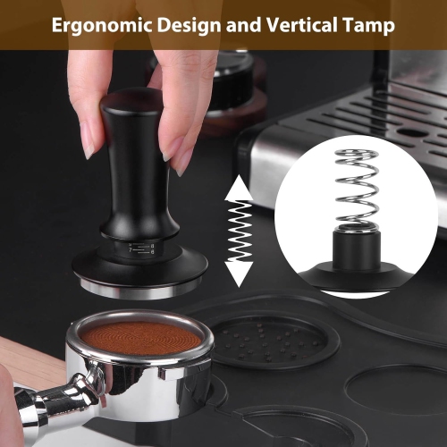 51mm Espresso Tamper,Coffee Tamper for Espresso Machine,Espresso Tamp with Spring Loaded Tamper,Depth-adjustable Espresso Hand Tampers