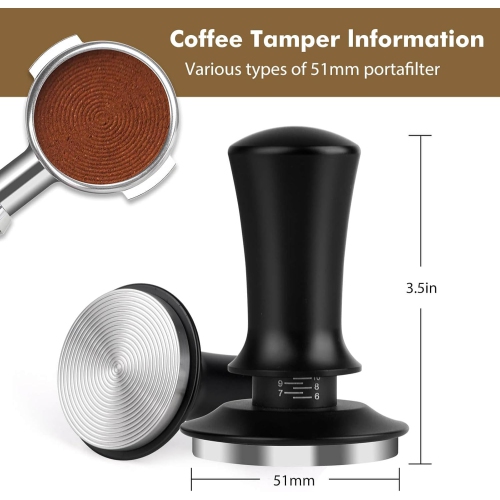 51mm Espresso Tamper,Coffee Tamper for Espresso Machine,Espresso Tamp with Spring Loaded Tamper,Depth-adjustable Espresso Hand Tampers