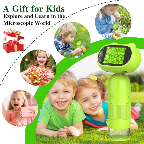 Portable Pocket Microscope for Little Boys & Girls with 2 inch IPS Screen,Digital Microscope 1000X,Mini Microscope with 8 LEDs,Compatible with PC
