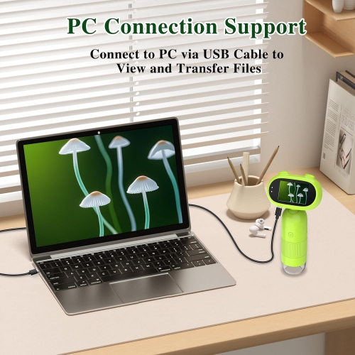 Portable Pocket Microscope for Little Boys & Girls with 2 inch IPS Screen,Digital Microscope 1000X,Mini Microscope with 8 LEDs,Compatible with PC