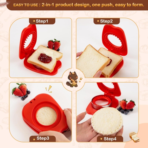 2PCS Sandwich Cutters for Little Ones Lunch,Round Sandwich Sealer Ideal for School Lunch Boxes & Bento Boxes,Sandwich Cutters for Boys & Girls