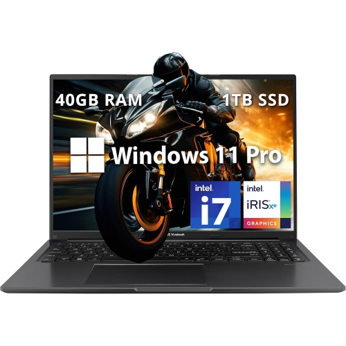 ASUS  - Vivobook 16" Wuxga Laptop, Intel I7-1355U, 1Tb SSD, 40GB Ram, Intel Iris Xe Graphics, 720P HD Camera, Wifi 5, Number Pad, Windows 11 Pro