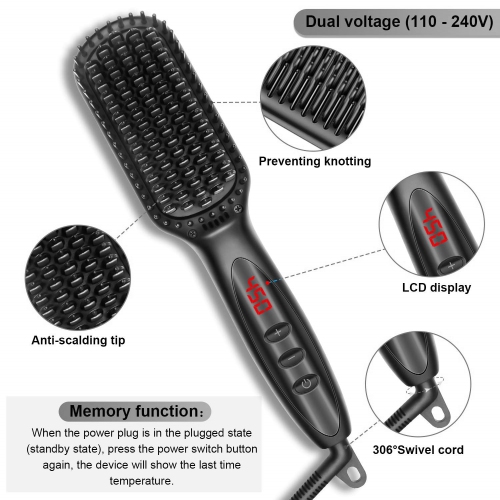 Brosse lissante ionique en céramique pour salon de coiffure, brosse chauffante rapide pour coiffer les cheveux, fer plat pour femmes, peigne à barbe