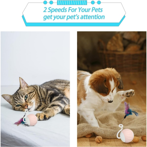 Cat Toy Interactive Cat Balls Cat Toys,Turbo Tail Mouse Cat Toy With LED Light & USB Charging Cable,Touch Control & Sound Control Smart Cat Ball Toy