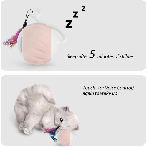 Cat Toy Interactive Cat Balls Cat Toys,Turbo Tail Mouse Cat Toy With LED Light & USB Charging Cable,Touch Control & Sound Control Smart Cat Ball Toy