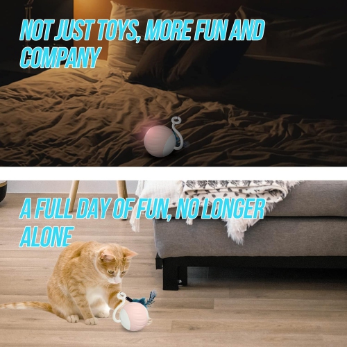 Cat Toy Interactive Cat Balls Cat Toys,Turbo Tail Mouse Cat Toy With LED Light & USB Charging Cable,Touch Control & Sound Control Smart Cat Ball Toy