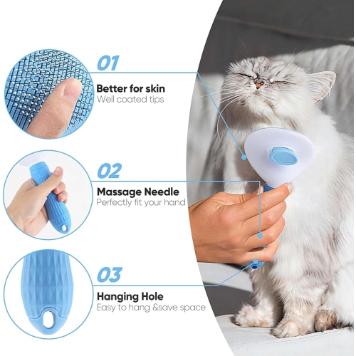 2PCS Cat Brush Self Cleaning Slicker Brush,Dog Brush for Long & Short Haired Pets,Cat Comb Dog Shedding Brush for Pet Massage,Brush for Pet Hair