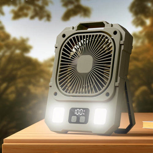 Camping fan USB charging silent high wind power electric fan, summer cooling artifact electric fan, 100 strong wind speed LED lighting 48h long