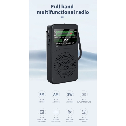 FM AM SW radio full band radio with portable radio, LED flashlight home outdoor full channel radio