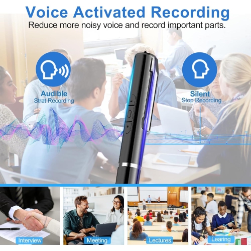 HD voice recorder, portable MP3 player with noise reduction and large capacity, suitable for lectures, meetings, work, interviews - 16GB + free