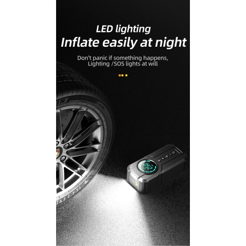 Car emergency starting power supply, air pump, integrated jump starter, multi-function portable battery charging ignition starter - 6000 mAh