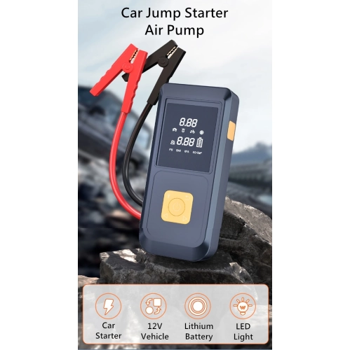 Car emergency starting power supply air pump all-in-one machine, outdoor self-driving portable battery starter ignition artifact - orange * 8000 mAh