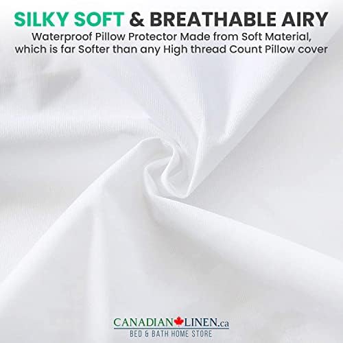 Canadian Linen Waterproof Pillow Protector Zippered Encasement 20"x26" Standard 4 pack Soft Absorbent Breathable Bed Bug Proof Pillow Cover Bedding