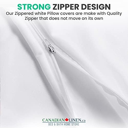 Canadian Linen Waterproof Pillow Protector Zippered Encasement, 20"x30" Queen, 4 Pack, Soft Absorbent Breathable Bed Bug Proof Pillow Bedcover Hotels