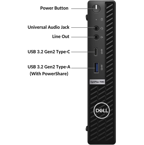 Refurbished - Dell OptiPlex 7080 Micro, Business Desktop, Intel Core i5-10500T, 16GB RAM, 512GB SSD, Wi-Fi 6, Windows 11 Pro