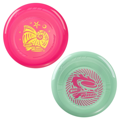 WHAM-O  Frisbee Go 2 Pack Flying Disc, 9 Inch Lightweight Toy Set for Beginners Outdoor Beach Park Backyard Game - 70G