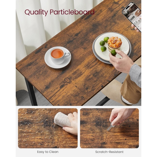 Table de style industriel haute de style pub VASAGLE, brun rustique et encre noire