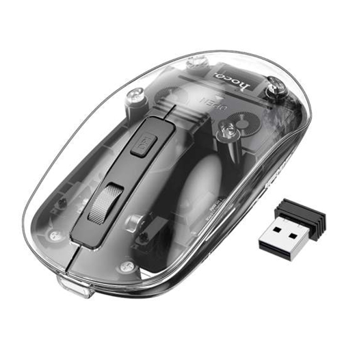 Transparent Dual Mode Silent Bluetooth Wireless Mouse for Computer Desktop Laptop, Black