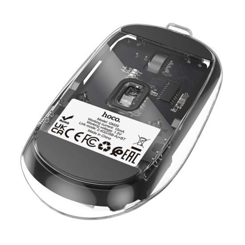 Transparent Dual Mode Silent Bluetooth Wireless Mouse for Computer Desktop Laptop, Black