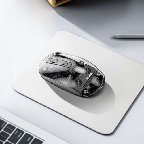 Transparent Dual Mode Silent Bluetooth Wireless Mouse for Computer Desktop Laptop, Black
