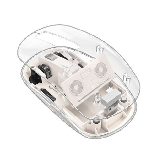 Transparent Dual Mode Silent Bluetooth Wireless Mouse for Computer Desktop Laptop, White