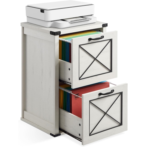 SONGMICS HOME  Vasagle File Cabinet – Modern Farmhouse Style With 2 File Drawers And Printer Stand In Rustic In White