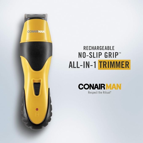 ConairMAN All-in-One Beard Trimmer for Men for Face, Nose and Ear Hair Trimmer,6 piece Men's Grooming Kit, Cordless/Rechargeable