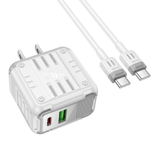 PD 20W USB-C + QC3.0 USB-A Dual Ports Wall Charger Power Adapter with USB-C Cable