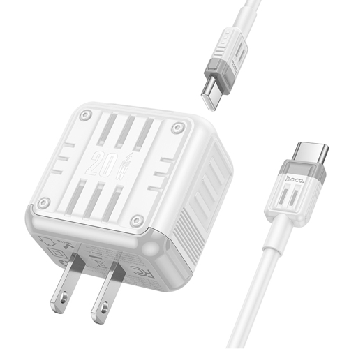 PD 20W USB-C + QC3.0 USB-A Dual Ports Wall Charger Power Adapter with USB-C Cable