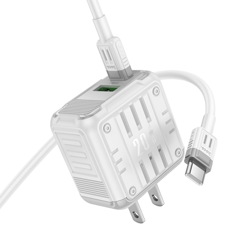 PD 20W USB-C + QC3.0 USB-A Dual Ports Wall Charger Power Adapter with USB-C Cable