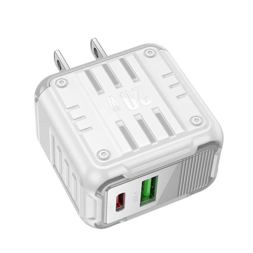 PD 20W USB-C + QC3.0 USB-A Dual Ports Wall Charger Power Adapter