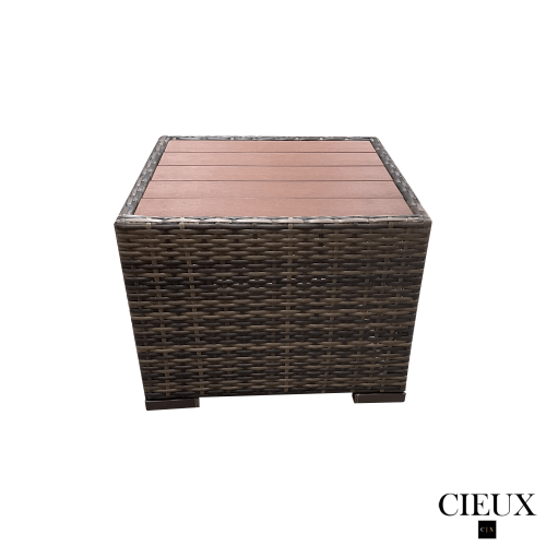 CIEUX Valence Outdoor Patio Wicker Square Side Table in Brown