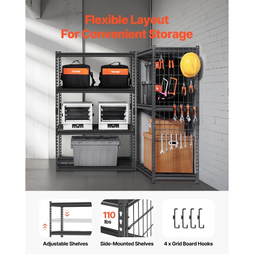 VEVOR 20"D x 40"W x 60"H Storage Shelves, 2400 lbs, 4 Tier Heavy Duty Garage Shelving, Adjustable Metal Shelves for Industrial Shelving Unit Utility