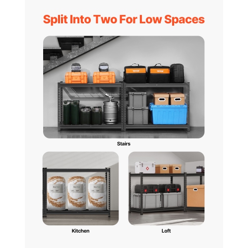 VEVOR 20"D x 40"W x 60"H Storage Shelves, 2400 lbs, 4 Tier Heavy Duty Garage Shelving, Adjustable Metal Shelves for Industrial Shelving Unit Utility