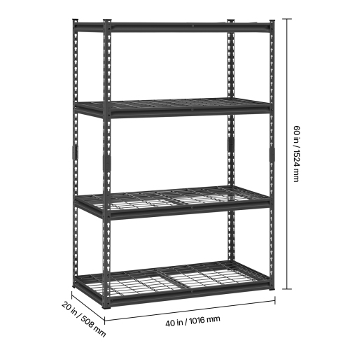 VEVOR 20"D x 40"W x 60"H Storage Shelves, 2400 lbs, 4 Tier Heavy Duty Garage Shelving, Adjustable Metal Shelves for Industrial Shelving Unit Utility