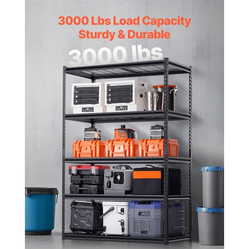 VEVOR 24"D x 48"W x 72"H Storage Shelves, 3000 lbs, 5 Tier Heavy Duty Garage Shelving, Adjustable Metal Shelves for Industrial Shelving Unit Utility