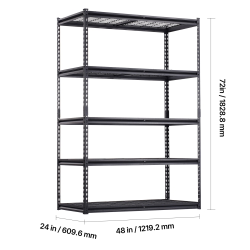 VEVOR 24"D x 48"W x 72"H Storage Shelves, 3000 lbs, 5 Tier Heavy Duty Garage Shelving, Adjustable Metal Shelves for Industrial Shelving Unit Utility