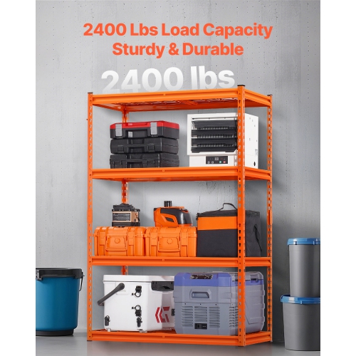 VEVOR 20"D x 40"W x 60"H Storage Shelves, 2400 lbs, 4 Tier Heavy Duty Garage Shelving, Adjustable Metal Shelves for Industrial Shelving Unit Utility