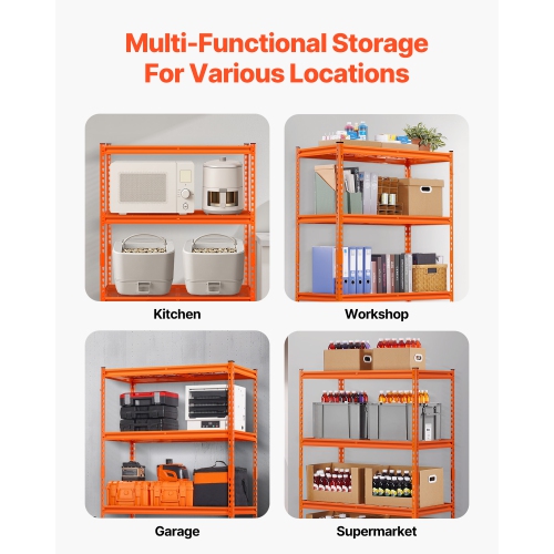 VEVOR 20"D x 40"W x 60"H Storage Shelves, 2400 lbs, 4 Tier Heavy Duty Garage Shelving, Adjustable Metal Shelves for Industrial Shelving Unit Utility