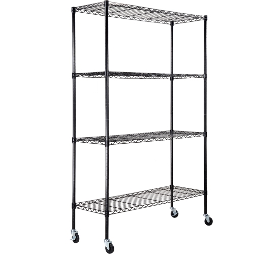VEVOR  47.2"l X 17.7"w X 74"h Storage Shelving Unit w Wheels, 4-Tier Adjustable, 700 Lbs Capacity, Heavy Duty Garage Shelves Metal Organizer Wire