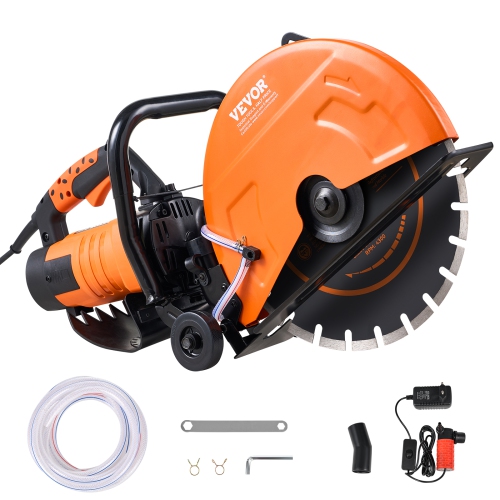 VEVOR 16 in Electric Concrete Saw, 3200 W Motor Circular Saw Cutter with Max. 5 in Adjustable Cutting Depth, Wet Disk Saw Cutter Includes Water Line,