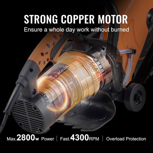 VEVOR 16 in Electric Concrete Saw, 3200 W Motor Circular Saw Cutter with Max. 5 in Adjustable Cutting Depth, Wet Disk Saw Cutter Includes Water Line,