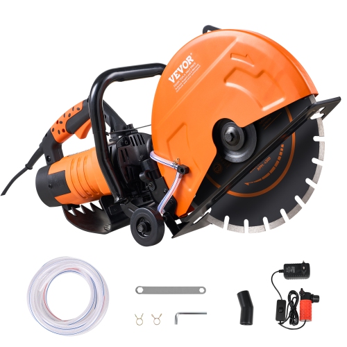VEVOR 16 in Electric Concrete Saw, 3200 W Motor Circular Saw Cutter with Max. 5 in Adjustable Cutting Depth, Wet Disk Saw Cutter Includes Water Line,