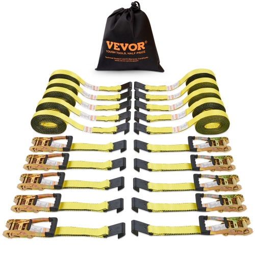 VEVOR  10Pk Ratchet Tie Down Straps, 10000 Lb Break Strength, Endless Ratchet w 10 Premium 2" X 30' Tie Downs Heavy Duty, Track Spring Fittings For