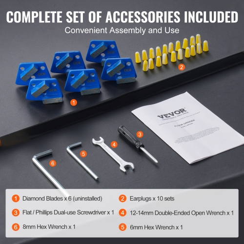 VEVOR 10" Electric Concrete Floor Grinder, Walk-Behind Grinder 1.7HP Concrete Floor Polisher, 1300W Grinding Machine, 1720RPM Upgrade Brushless Motor